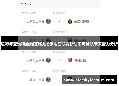 尼姆与奎维利的激烈对决揭示法乙联赛新动态与球队未来潜力分析